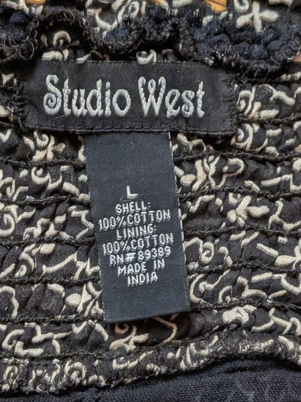 Studio West B/W Patterned Extra Lightweicht Cotton A-Line Boho Skirt Size L/XL - Picture 7 of 9